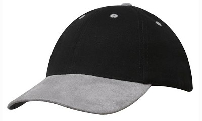 Heavy brushed cap met suède klep zwart/grijs