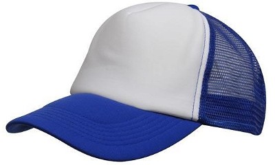 Trucker mesh cap wit/koningsblauw