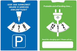 Kartonnen parkeer- en oplaadschijf