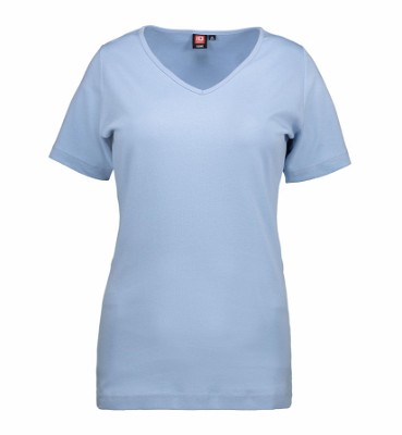 ID interlock dames T-shirt met V-hals lichtblauw
