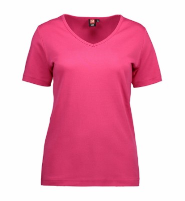 ID interlock dames T-shirt met V-hals roze
