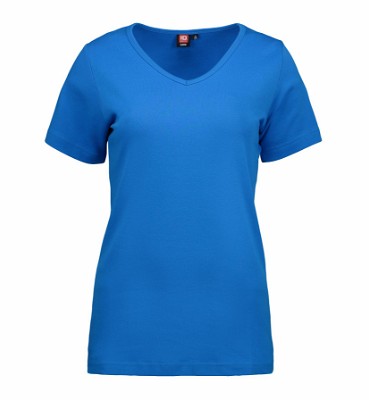 ID interlock dames T-shirt met V-hals turquoise