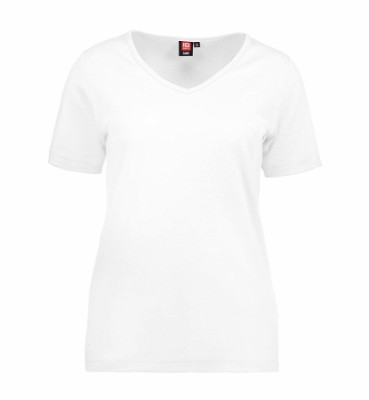 ID interlock dames T-shirt met V-hals wit 