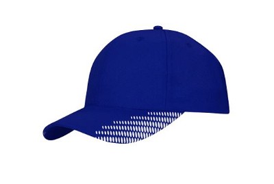 Ademende polyester twill cap met flitsafdruk koningsblauw/wit