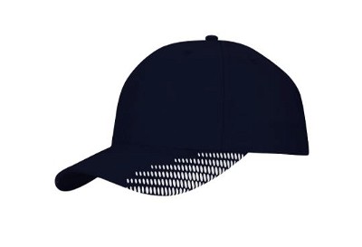 Ademende polyester twill cap met flitsafdruk navy/wit