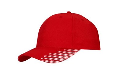 Ademende polyester twill cap met flitsafdruk rood/wit