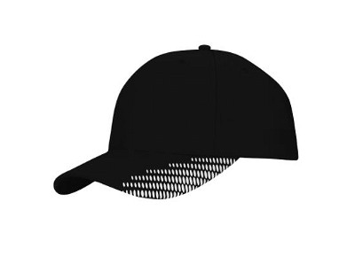 Ademende polyester twill cap met flitsafdruk zwart/wit