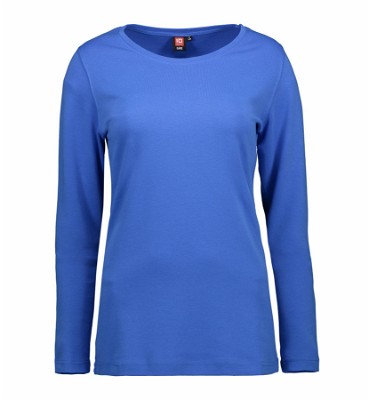ID interlock dames T-shirt met lange mouwen azuurblauw