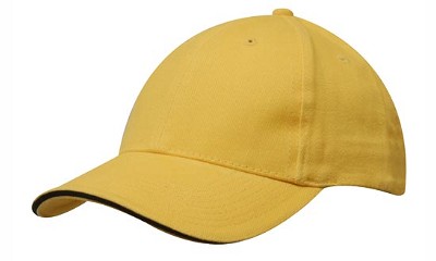 Heavy brushed cap met sandwich goud/zwart