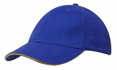 Heavy brushed cap met sandwich koningsblauw/goud