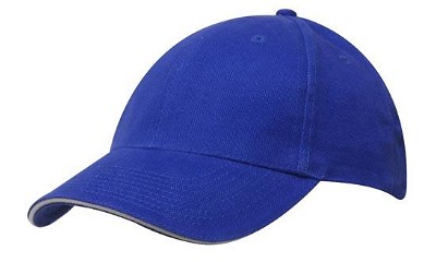 Heavy brushed cap met sandwich koningsblauw/wit