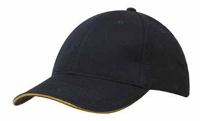 Heavy brushed cap met sandwich navy/goud