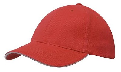 Heavy brushed cap met sandwich rood/wit
