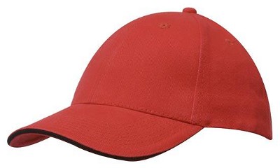 Heavy brushed cap met sandwich rood/zwart