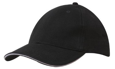 Heavy brushed cap met sandwich zwart/wit