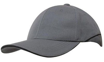 American premium twill cap met sandwich en contrasterende details houtskool/zwart