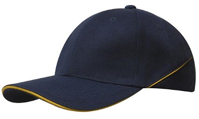 American premium twill cap met sandwich en contrasterende details navy/goud