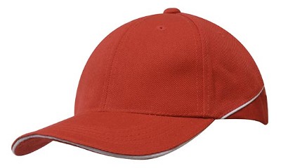 American premium twill cap met sandwich en contrasterende details rood/wit