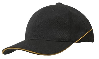 American premium twill cap met sandwich en contrasterende details zwart/goud