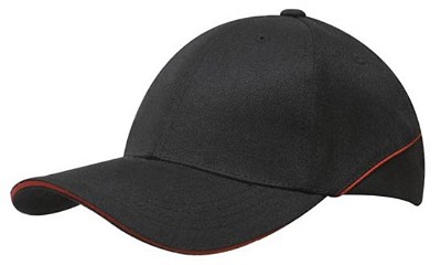 American premium twill cap met sandwich en contrasterende details zwart/rood