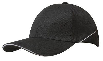 American premium twill cap met sandwich en contrasterende details zwart/wit