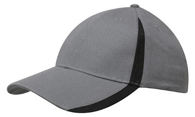 Heavy brushed cap met inzetstukken houtskool/zwart