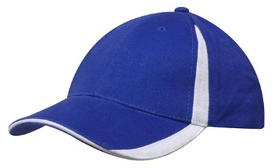 Heavy brushed cap met inzetstukken koningsblauw/wit
