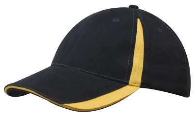 Heavy brushed cap met inzetstukken navy/goud