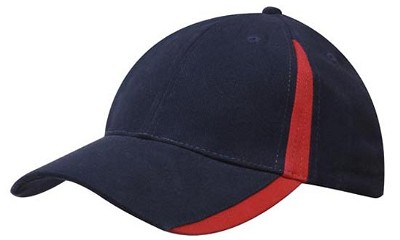 Heavy brushed cap met inzetstukken navy/rood