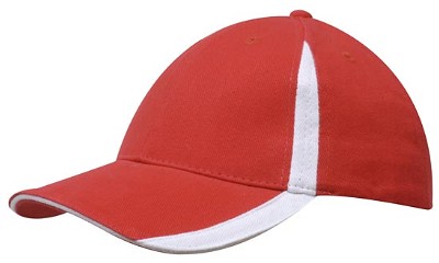 Heavy brushed cap met inzetstukken rood/wit
