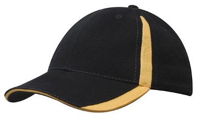 Heavy brushed cap met inzetstukken zwart/goud
