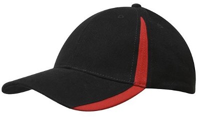 Heavy brushed cap met inzetstukken zwart/rood