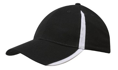 Heavy brushed cap met inzetstukken zwart/wit