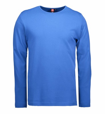 ID interlock T-shirt met lange mouwen azuurblauw