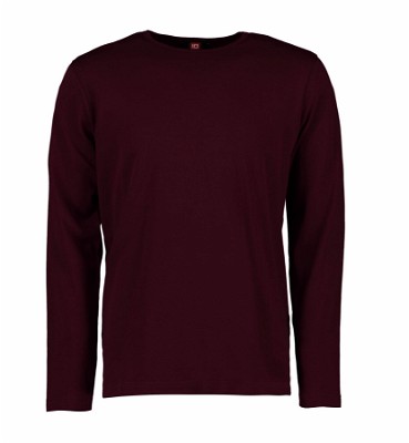 ID interlock T-shirt met lange mouwen donker bordeaux
