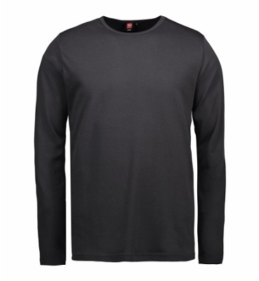 ID interlock T-shirt met lange mouwen houtskool