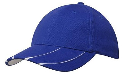 Heavy brushed cap met gelamineerde klep koningsblauw/wit