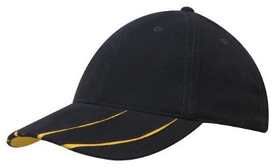 Heavy brushed cap met gelamineerde klep navy/goud