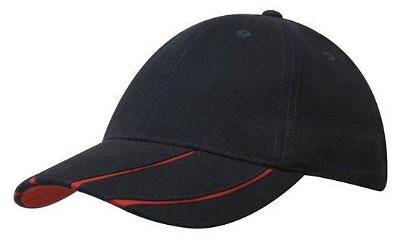 Heavy brushed cap met gelamineerde klep navy/rood