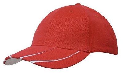 Heavy brushed cap met gelamineerde klep rood/wit