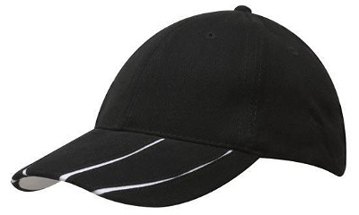 Heavy brushed cap met gelamineerde klep zwart/wit