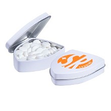 Schildvorm blikje met 26 gram pepermunt