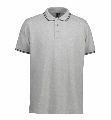 ID stretch poloshirt met contrasterende details grijs-melange