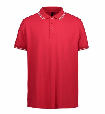 ID stretch poloshirt met contrasterende details rood