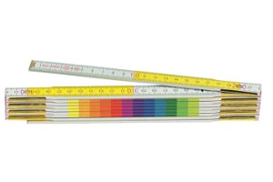 Houten vouwmeter | kleurschaal 10 cm | rode decimalen | 2 meter