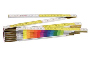 Houten vouwmeter | kleurschaal 10 cm | 90 graden klik | 3 meter
