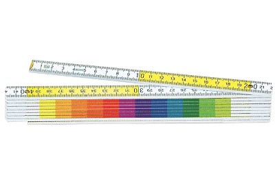Houten vouwmeter | kleurschaal 10 cm | 2 meter