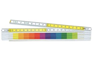 Houten duimstok | kleurschaal 10 cm | 90 graden klik en hoekschaal | 2 meter