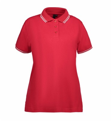 ID stretch dames poloshirt met contrasterende details rood