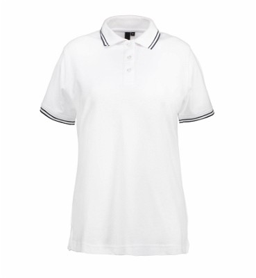 ID stretch dames poloshirt met contrasterende details wit